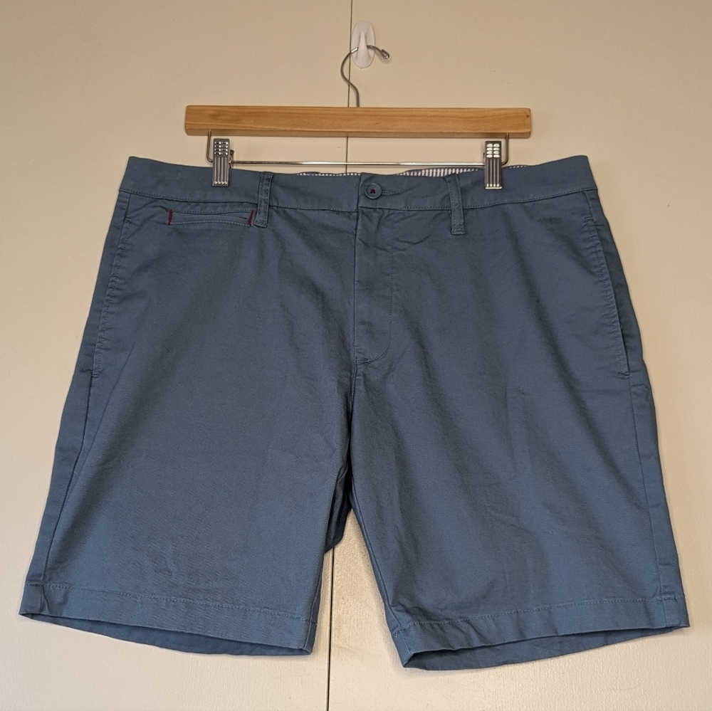 UNTUCKit 9" St. Vincent Chino Shorts Men's Blue Flat Front Stretch Preppy Beach